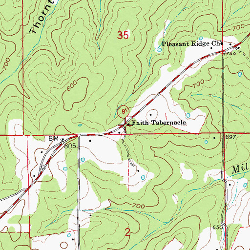 Topographic Map of Faith Tabernacle, AR