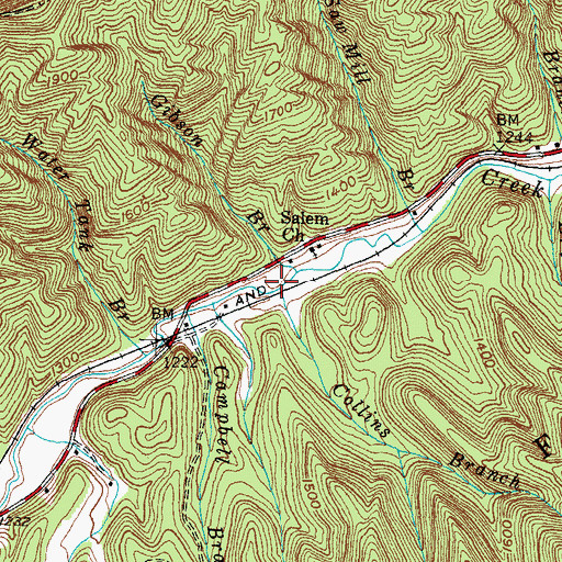 Topographic Map of Collins Branch, KY