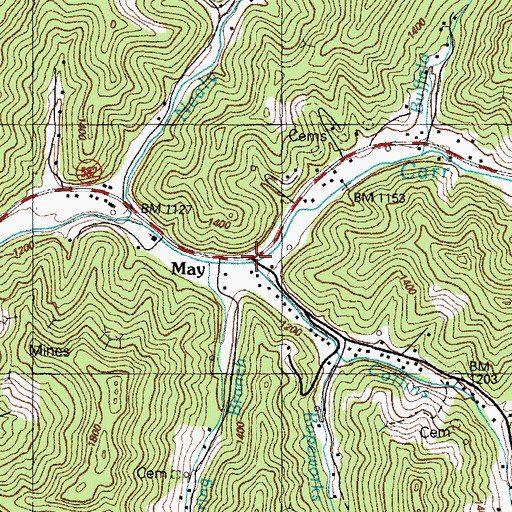 Topographic Map of Collins Branch, KY