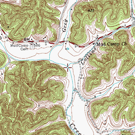 Topographic Map of Collins Branch, KY