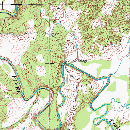 Topographic Map of Collins Bridge, KY