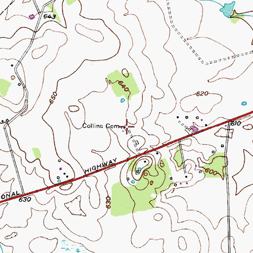 Topographic Map of Collins Cemetery, KY