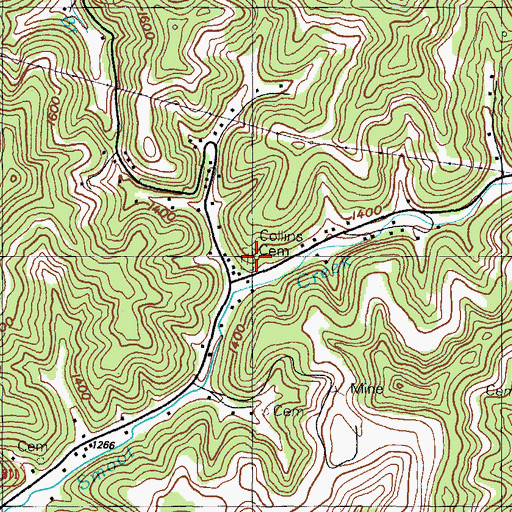 Topographic Map of Collins Cemetery, KY