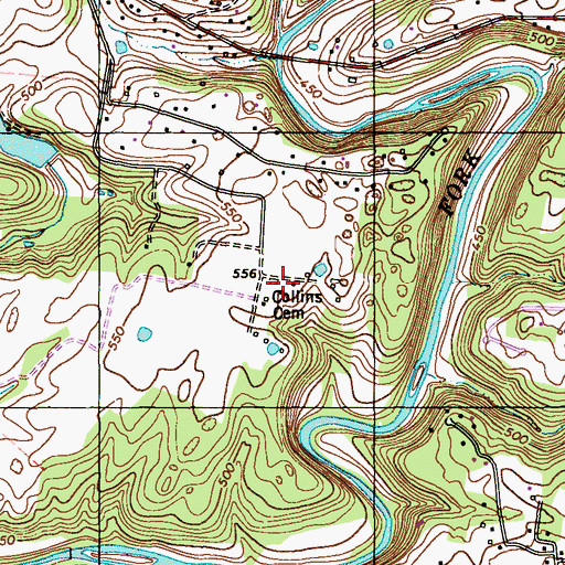 Topographic Map of Collins Cemetery, KY