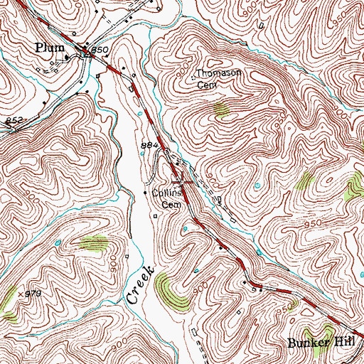 Topographic Map of Collins Cemetery, KY
