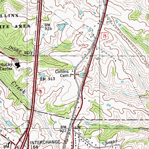 Topographic Map of Collins Cemetery, KY