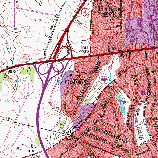 Topographic Map of Colony, KY