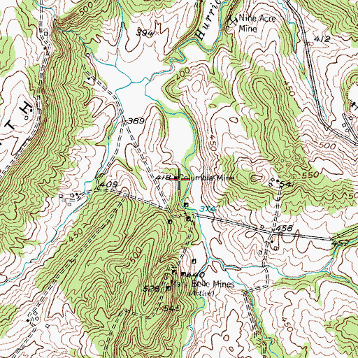 Topographic Map of Columbia Mine, KY
