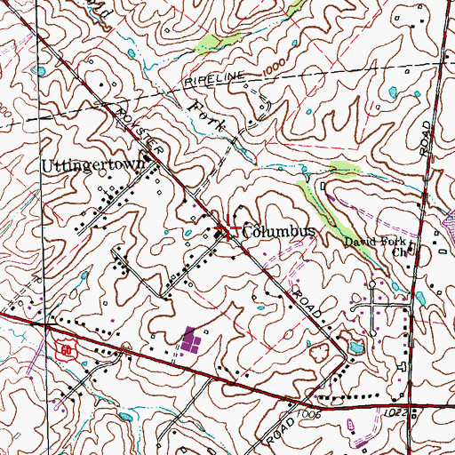 Topographic Map of Columbus, KY