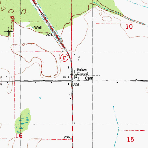 Topographic Map of Fakes Chapel, AR