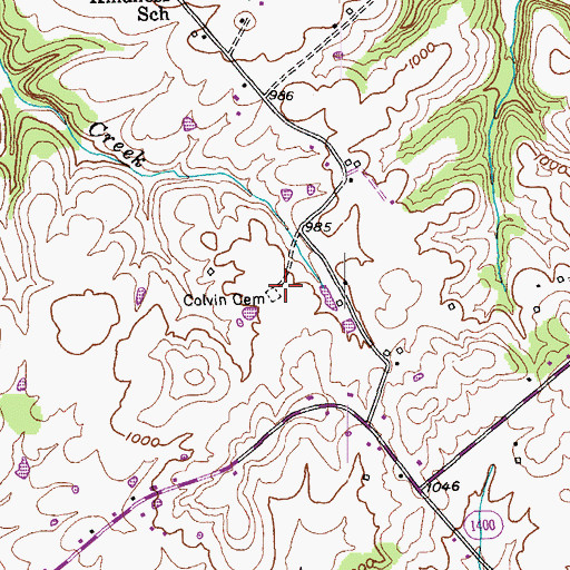 Topographic Map of Colvin Cemetery, KY