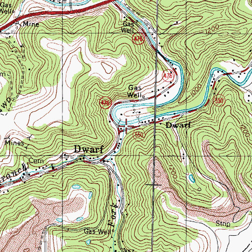 Topographic Map of Combs Branch, KY