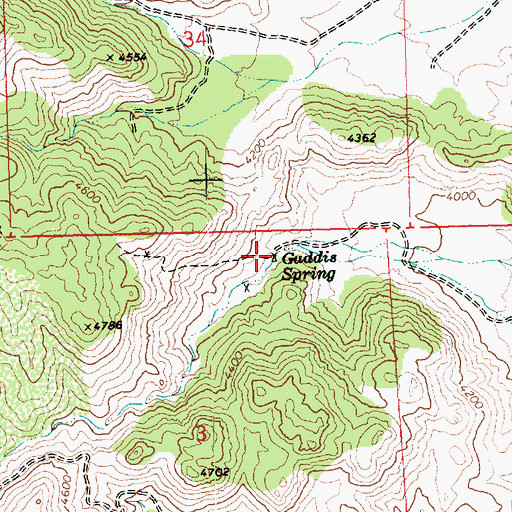 Topographic Map of Gaddis Spring, AZ
