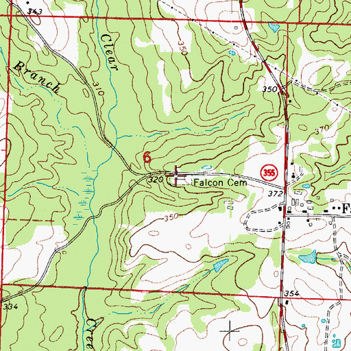 Topographic Map of Falcon Cemetery, AR