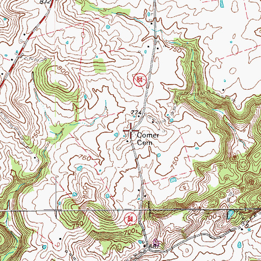 Topographic Map of Comer Cemetery, KY