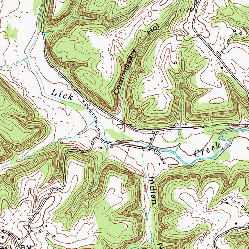 Topographic Map of Commissary Hollow, KY