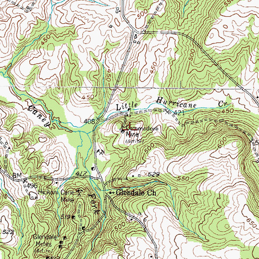 Topographic Map of Commodore Mine, KY