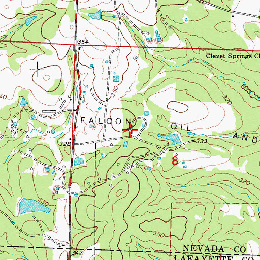 Topographic Map of Falcon Oil and Gas Field, AR