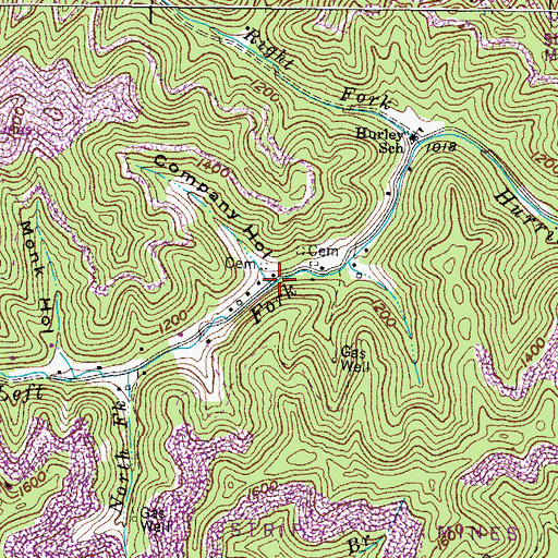Topographic Map of Company Hollow, KY