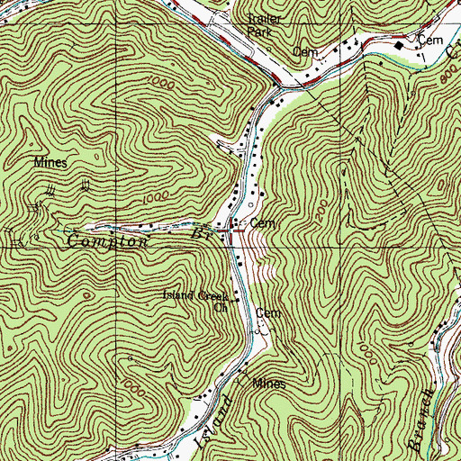Topographic Map of Compton Branch, KY