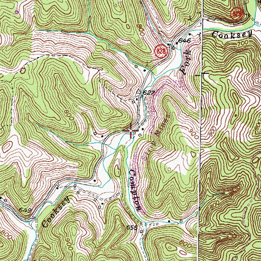 Topographic Map of Compton Branch, KY