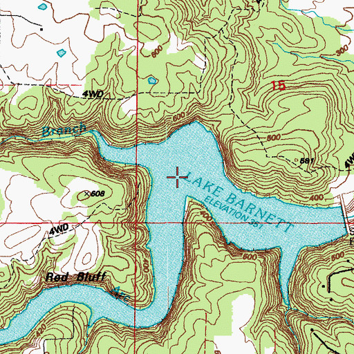 Topographic Map of Fall Branch, AR