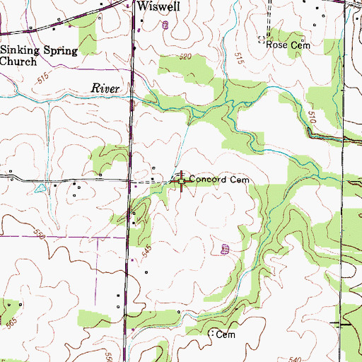 Topographic Map of Concord Cemetery, KY