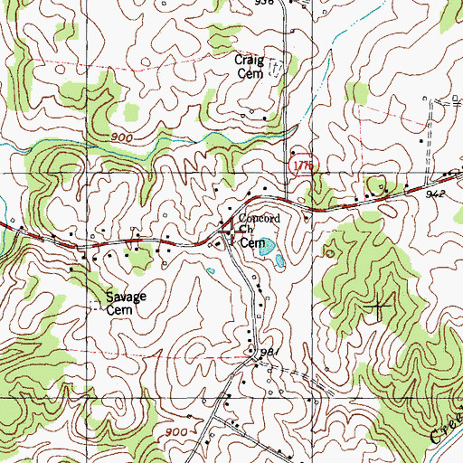 Topographic Map of Concord Church, KY