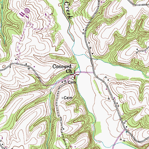 Topographic Map of Concord United Methodist Church, KY