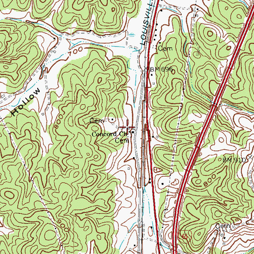 Topographic Map of Concord Church, KY