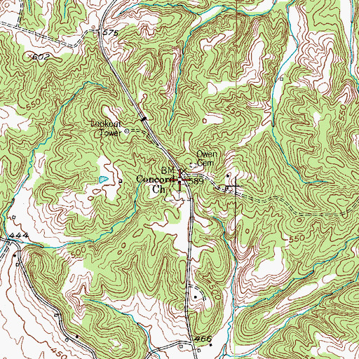 Topographic Map of Concord Church, KY