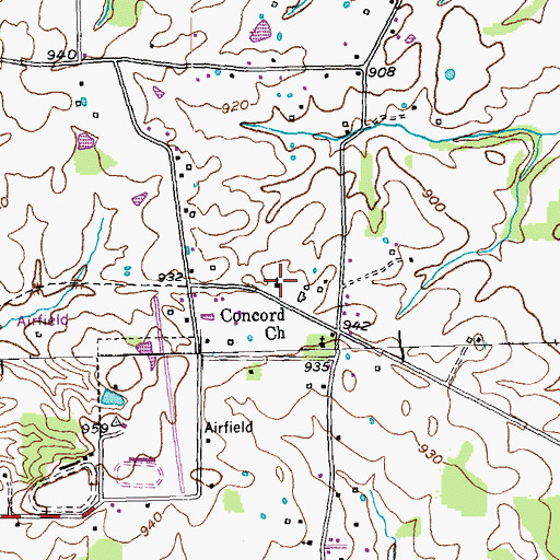 Topographic Map of Concord Church, KY