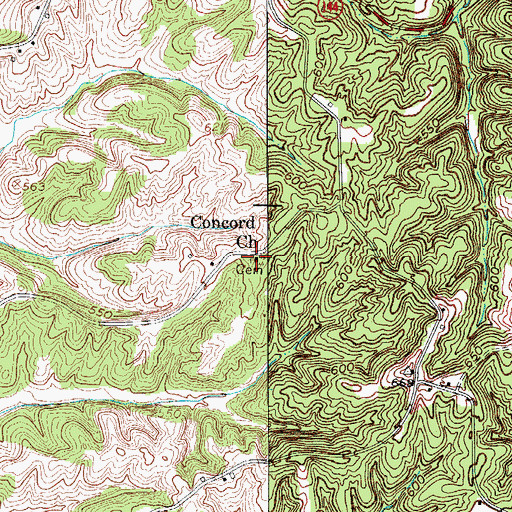 Topographic Map of Concord Church, KY