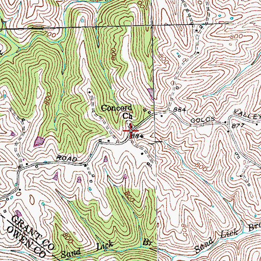 Topographic Map of Concord Church, KY
