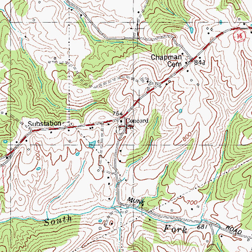 Topographic Map of Concord Church, KY