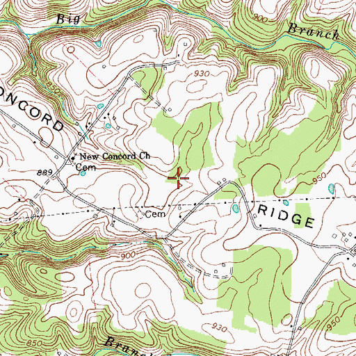 Topographic Map of Concord Ridge, KY