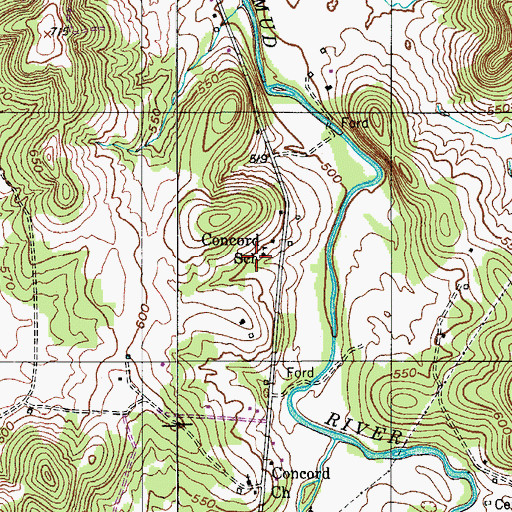 Topographic Map of Concord School, KY