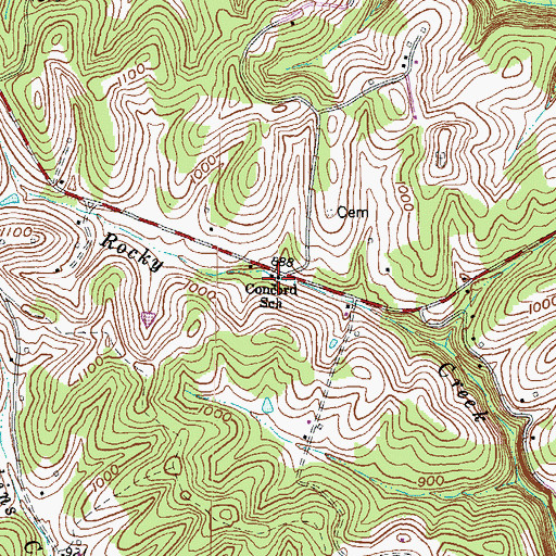 Topographic Map of Concord School, KY