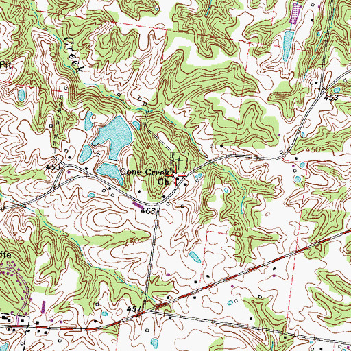 Topographic Map of Cone Creek Church, KY