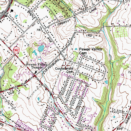 Topographic Map of Confederate Cemetery, KY