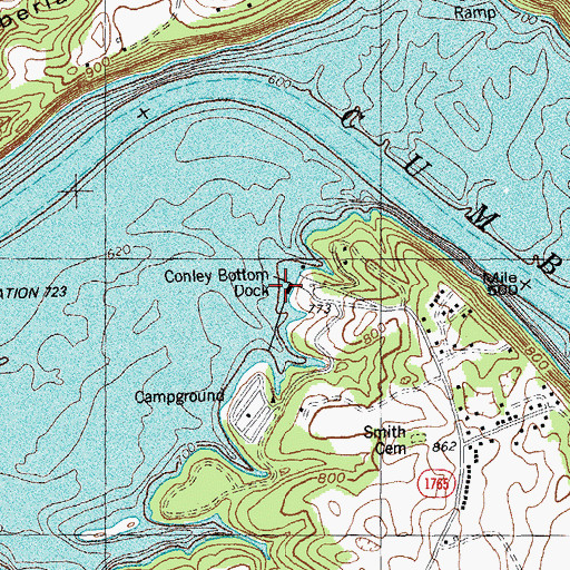 Topographic Map of Conley Bottom Dock, KY