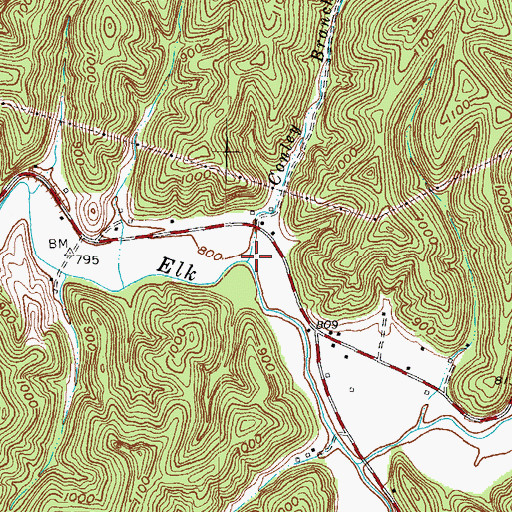 Topographic Map of Conley Branch, KY