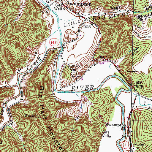Topographic Map of Conley Cemetery, KY
