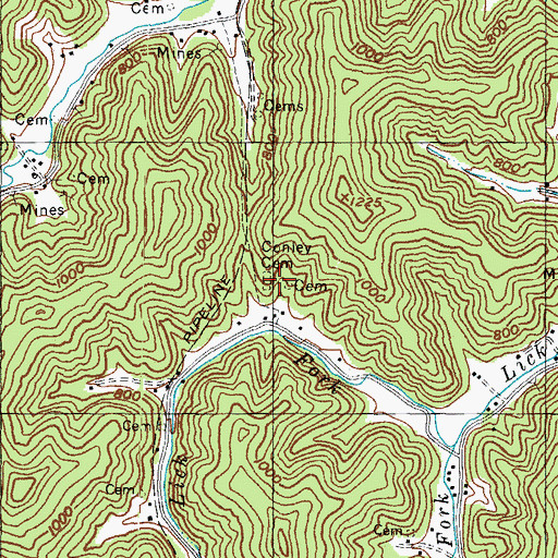 Topographic Map of Conley Cemetery, KY