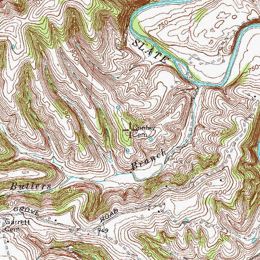 Topographic Map of Conley Cemetery, KY