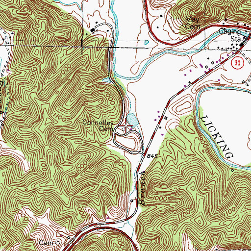 Topographic Map of Connelley Cemetery, KY