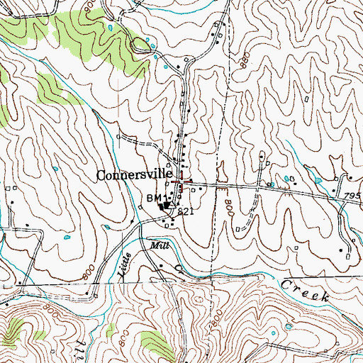 Topographic Map of Connersville, KY