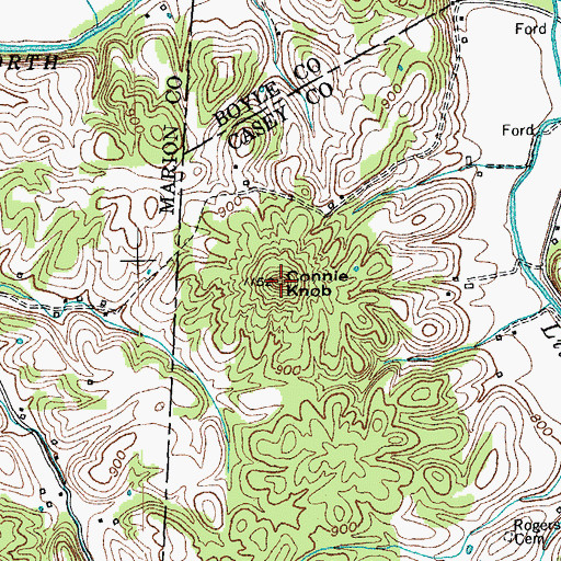 Topographic Map of Connie Knob, KY