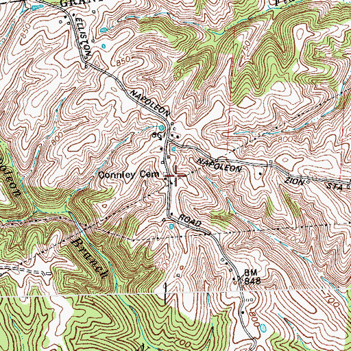 Topographic Map of Connley Cemetery, KY