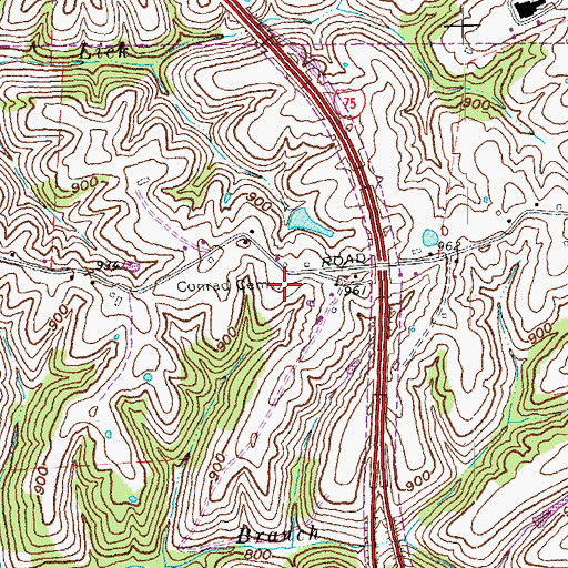Topographic Map of Conrad Cemetery, KY